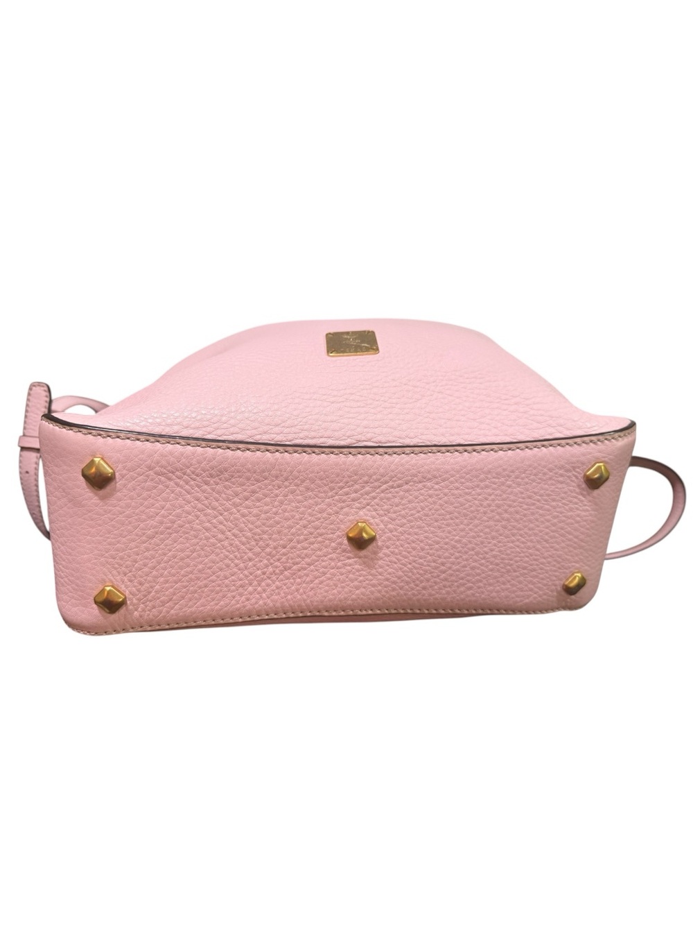 MCM Blush Pink Pebbled Leather Hobo Crossbody Bag Gold Hardware Dust Bag - Picture 7 of 16